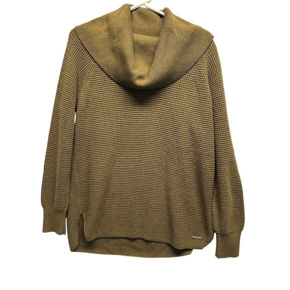 Michael Kors Camel Brown Cowl Neck Chunky Knit Sweater Women’s Large - Picture 1 of 9